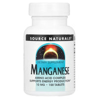 Source Naturals, Manganese 10 mg, 100 Tablets UPC 021078003427 | HiLife Vitamins