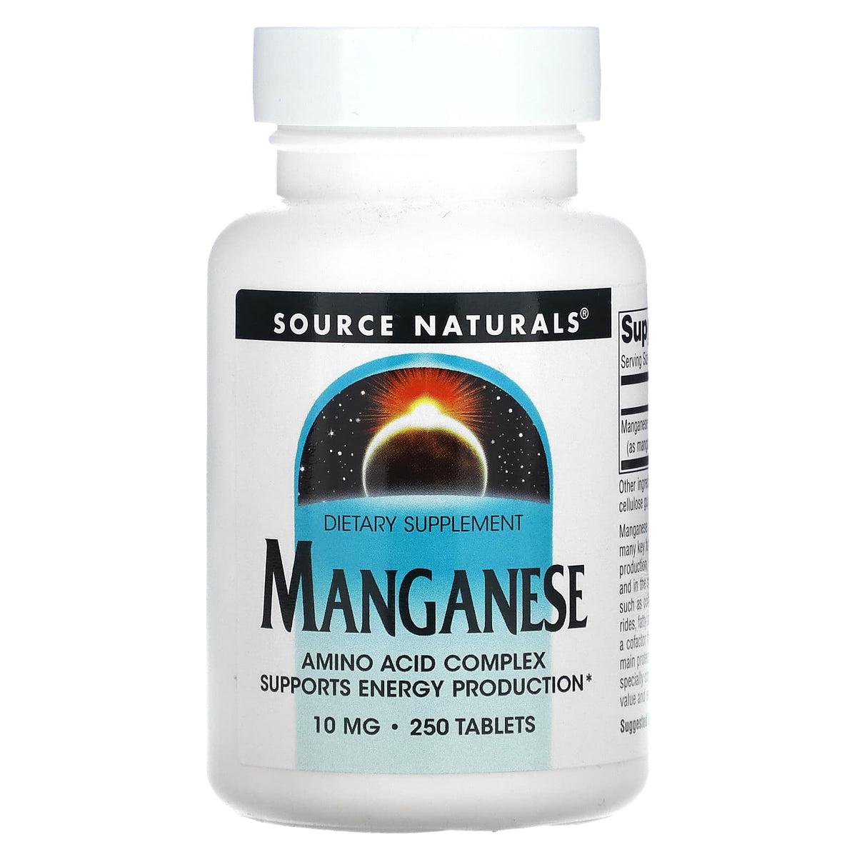 Source Naturals, Manganese 10 mg, 250 Tablets UPC 021078003434 | Hilife Vitamins