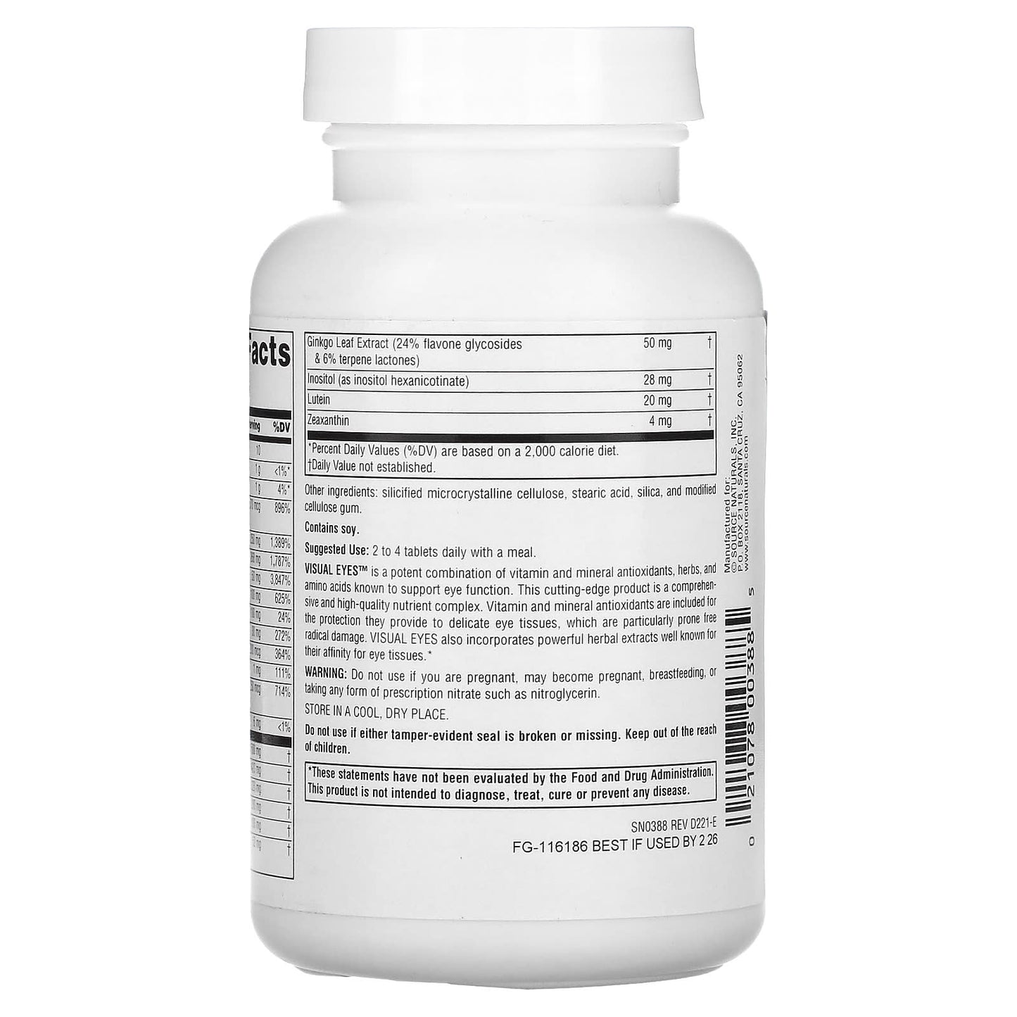Source Naturals, Visual Eyes™, 90 Tablets UPC 021078003885 | Hilife Vitamins