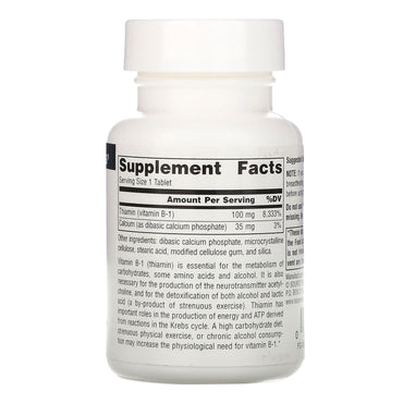 Source Naturals, Vitamin B-1 100 mg, 100 Tablets UPC 021078004073 | Hilife Vitamins