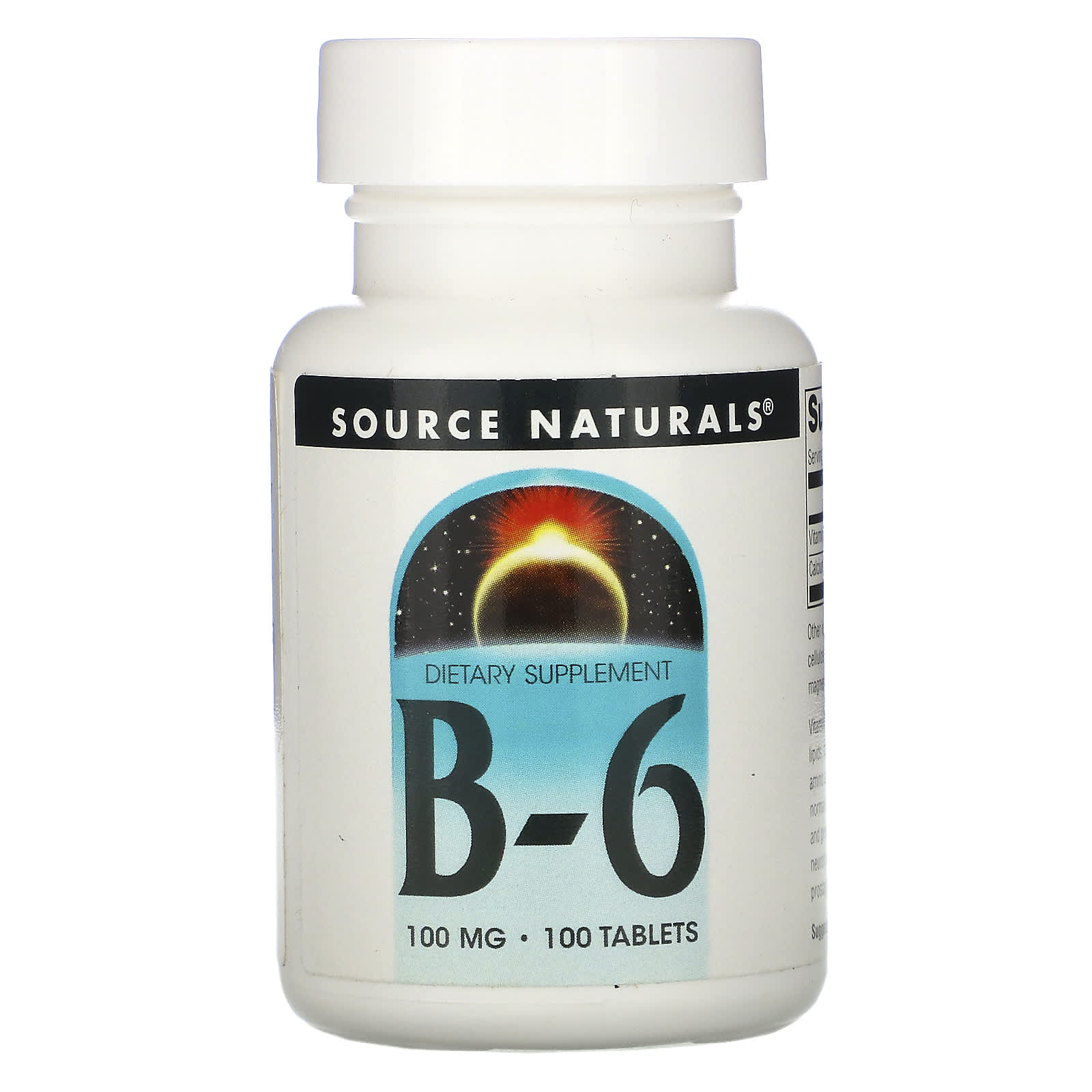 Source Naturals, Vitamin B-6 100 mg, 100 Tablets UPC 021078004134 | Hilife Vitamins
