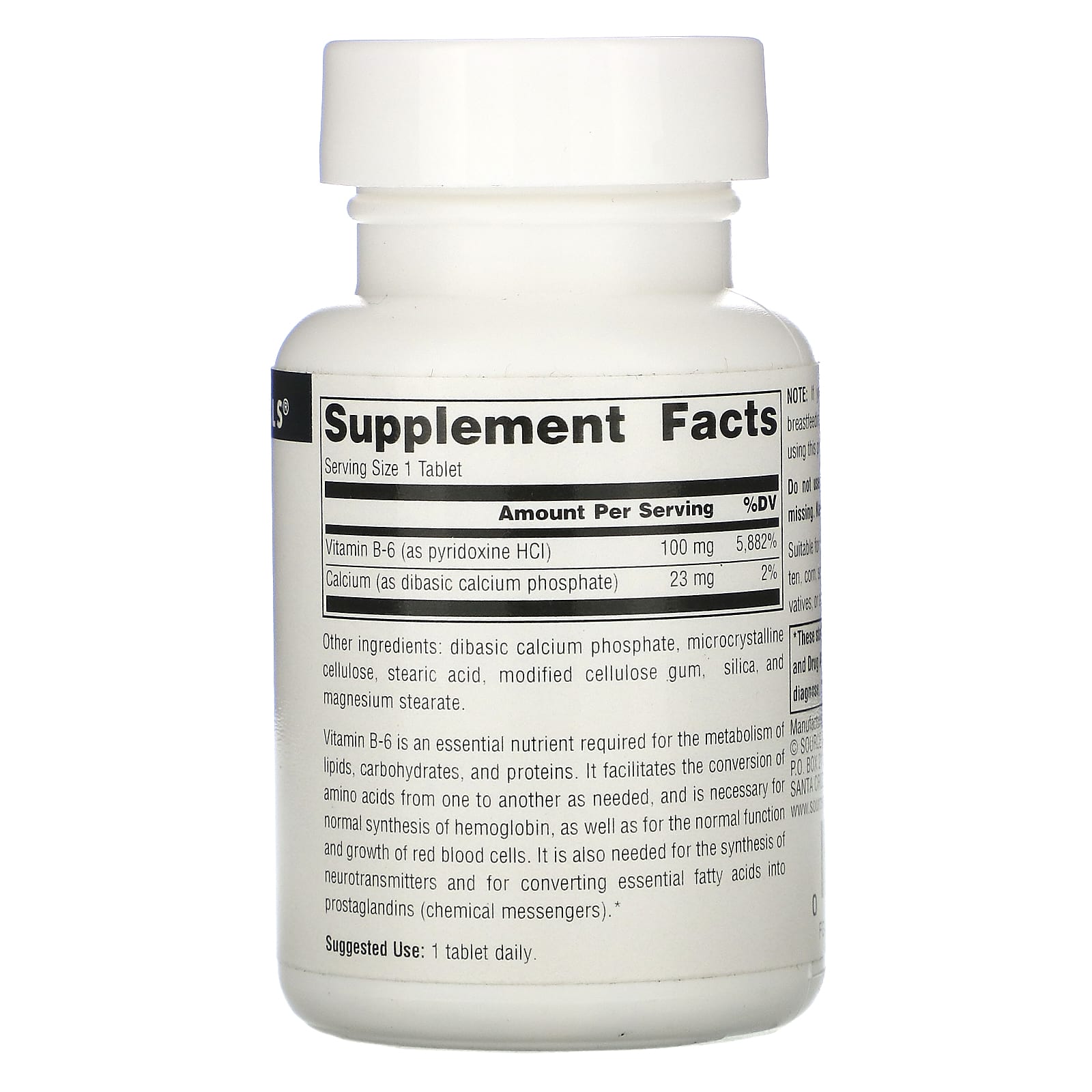 Source Naturals, Vitamin B-6 100 mg, 100 Tablets UPC 021078004134 | Hilife Vitamins