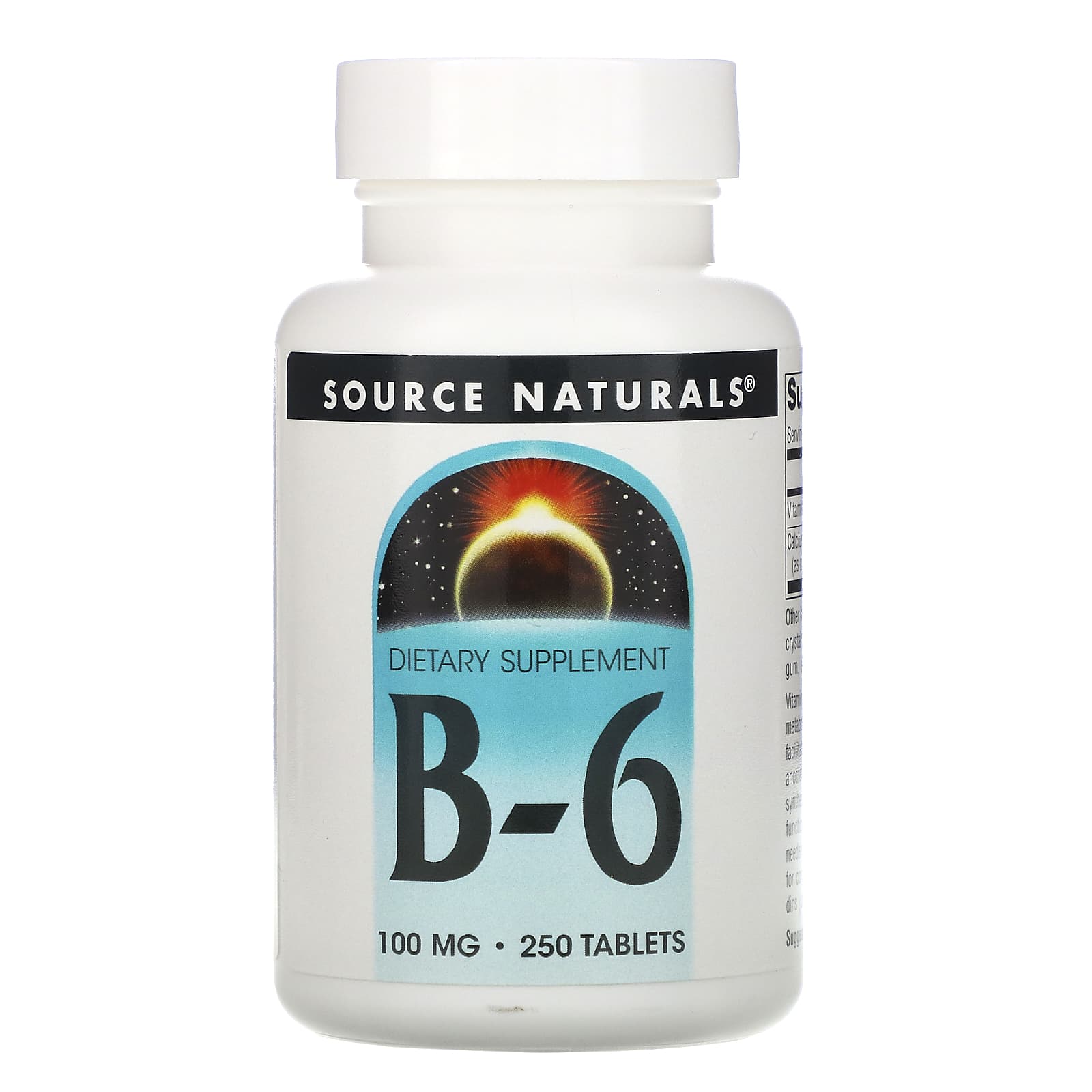 Source Naturals, Vitamin B-6 100 mg, 250 Tablets - 021078004141 | Hilife Vitamins