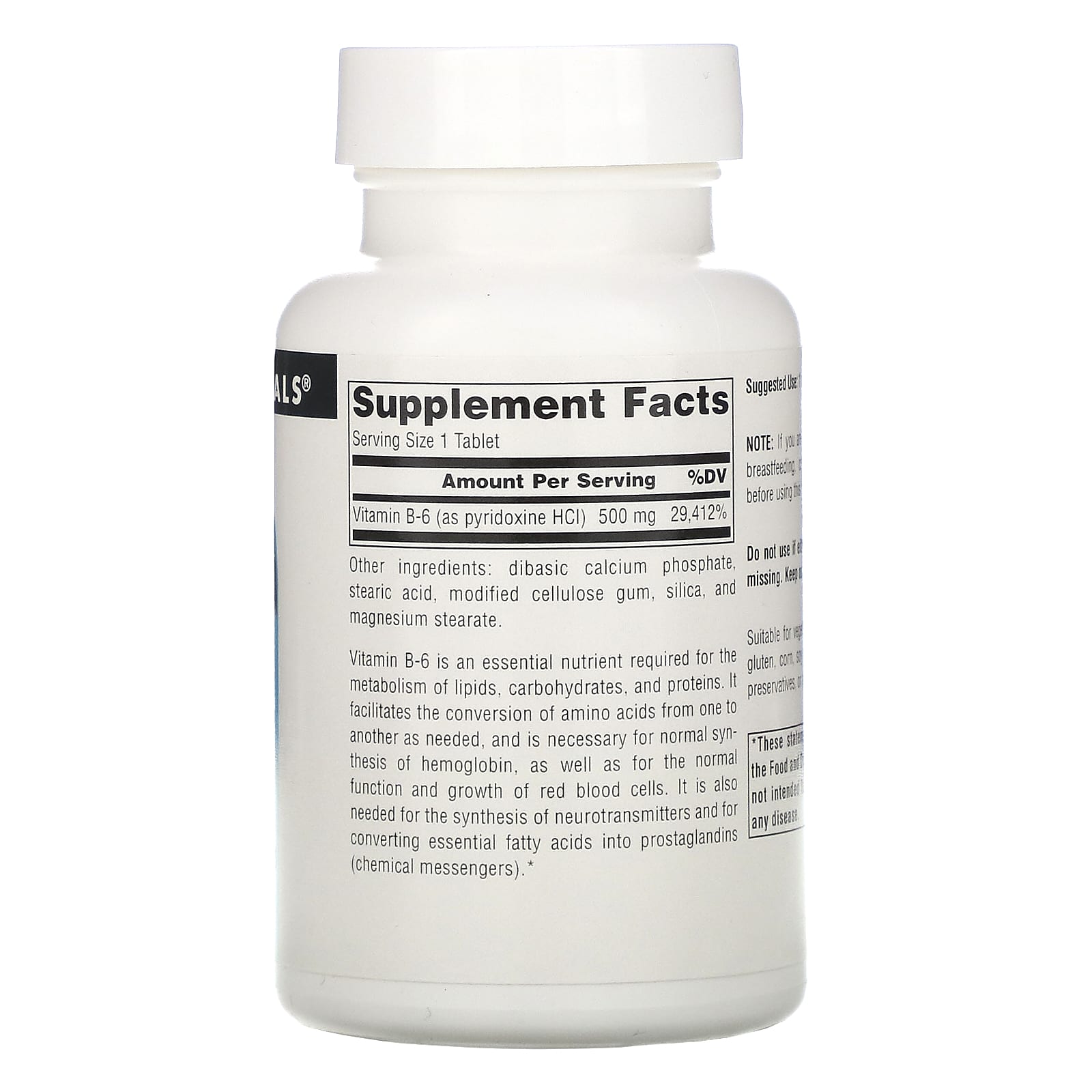 Source Naturals, Vitamin B-6 500 mg, 100 Tablets UPC 021078004165 | Hilife Vitamins