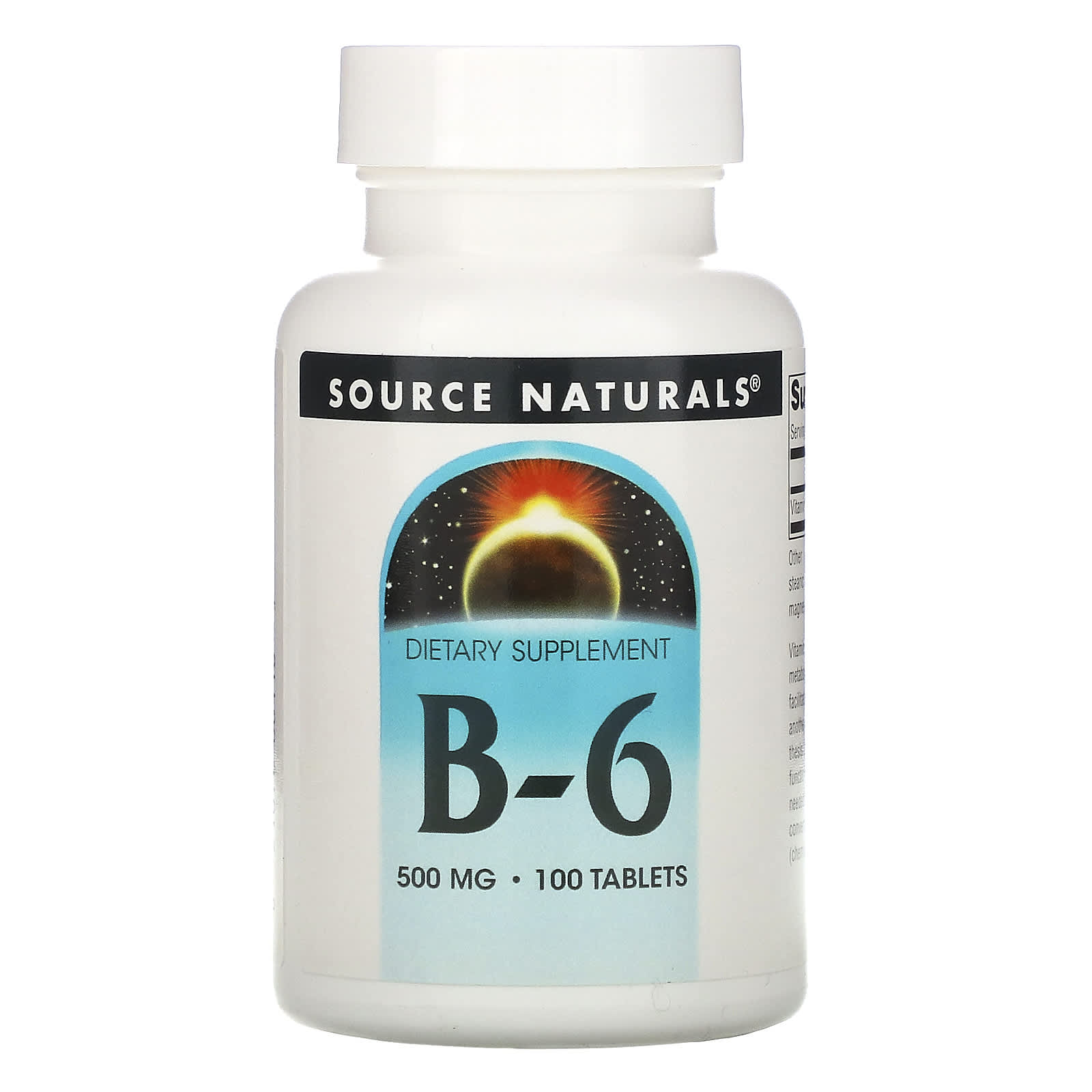 Source Naturals, Vitamin B-6 500 mg, 100 Tablets - 021078004165 | Hilife Vitamins