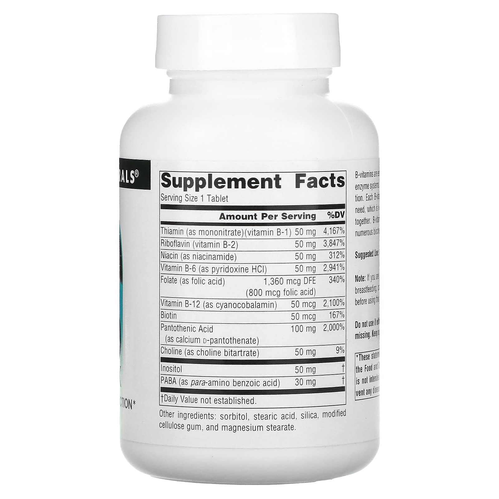 Source Naturals, Vitamin B-50 Complex 50 mg, 100 Tablets UPC 021078004219 | HiLife Vitamins
