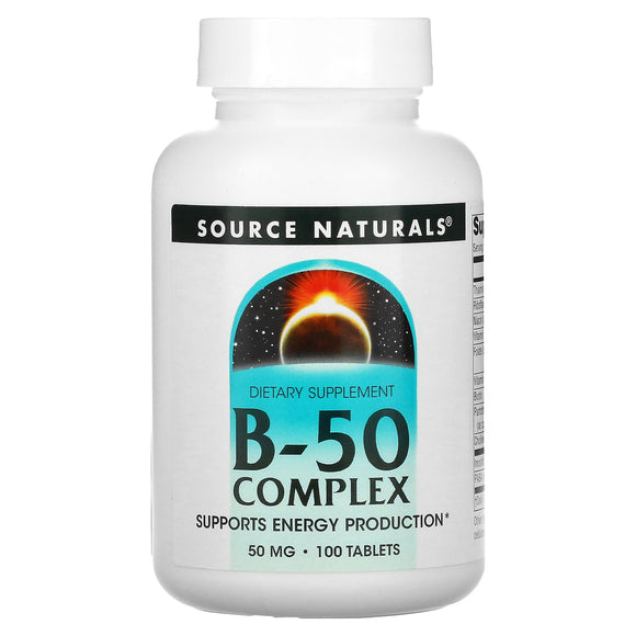 Source Naturals, Vitamin B-50 Complex 50 mg, 100 Tablets - 021078004219 | Hilife Vitamins