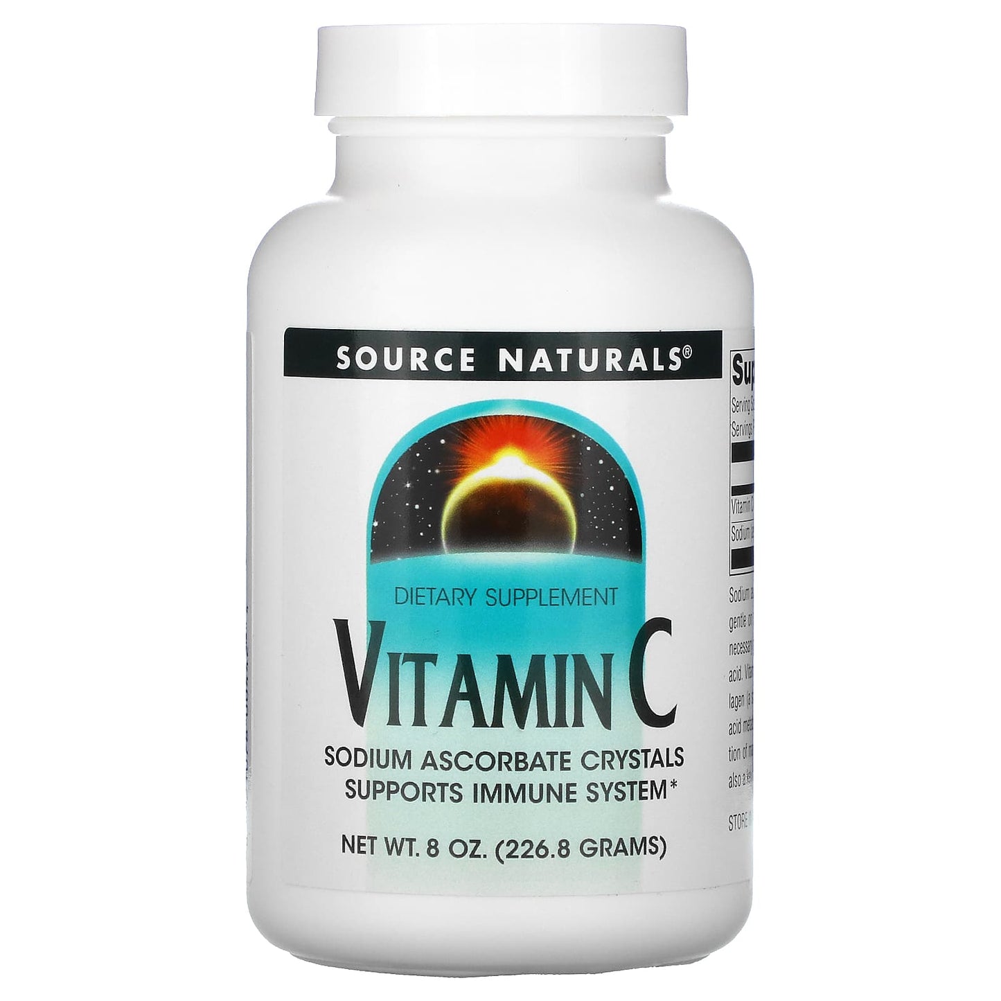 Source Naturals, Vitamin C - Sodium Ascorbate, 8 Oz Ounces UPC 021078004424 | Hilife Vitamins