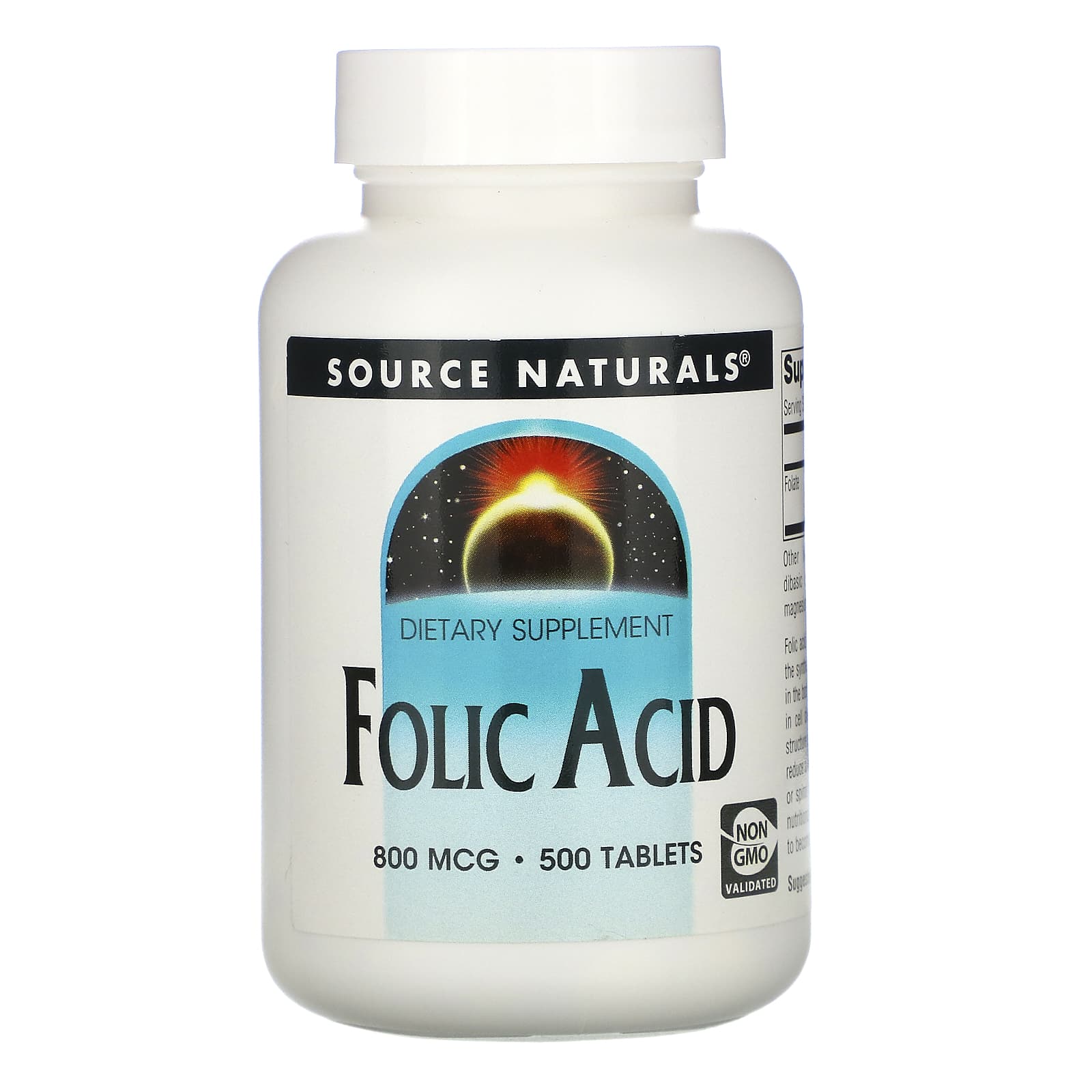Source Naturals, Folic Acid 800 mcg, 500 Tablets UPC 021078004844 | Hilife Vitamins