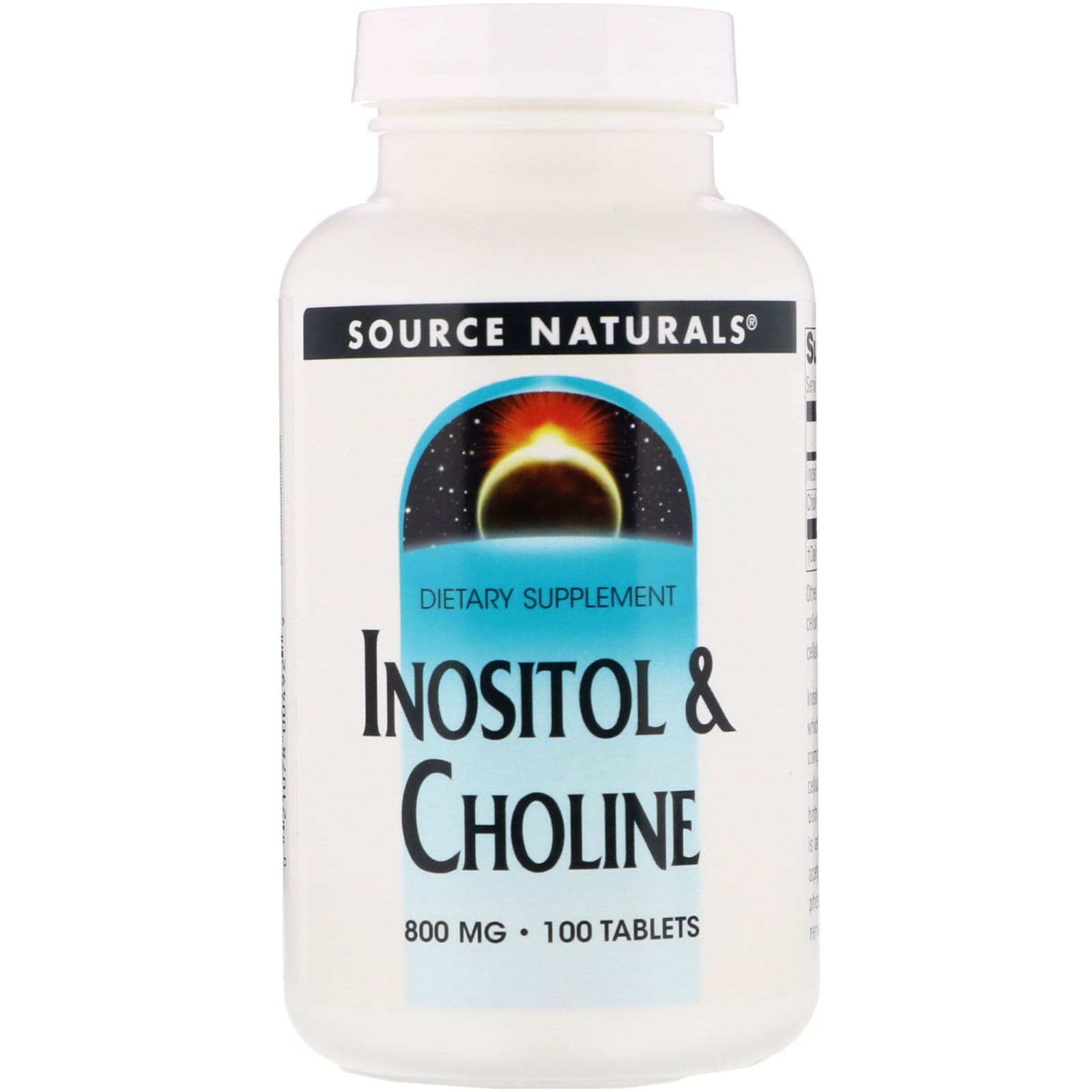 Source Naturals, Inositol & Choline 800 mg, 100 Tablets UPC 021078004929 | HiLife Vitamins