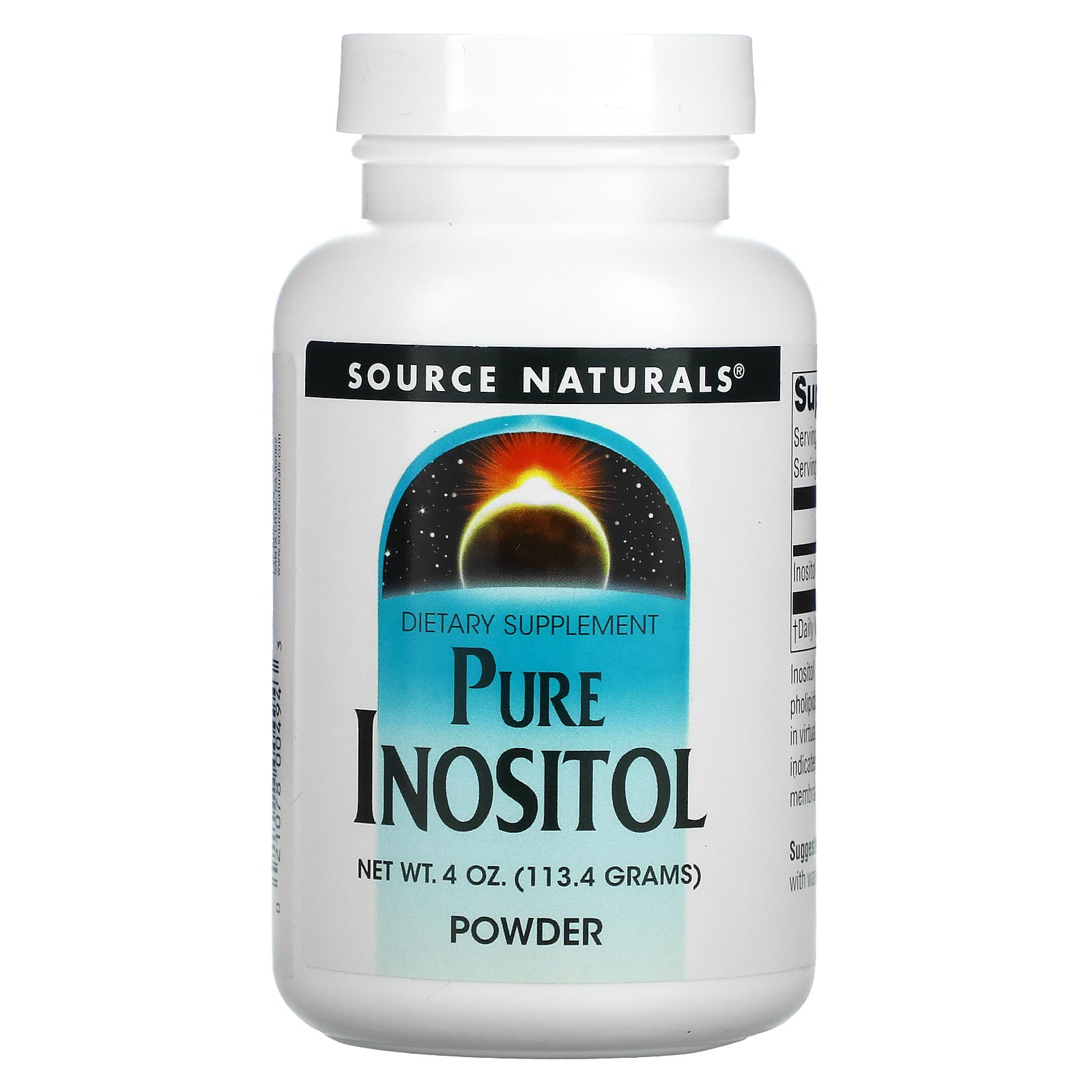 Source Naturals, Inositol, Pure, 4 Oz Ounces UPC 021078004943 | Hilife Vitamins