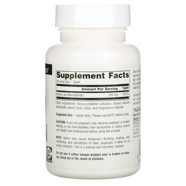 Source Naturals, Niacin 100 mg, 250 Tablets UPC 021078005025 | Hilife Vitamins