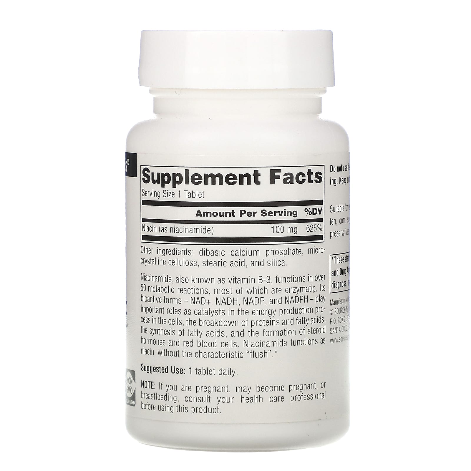 Source Naturals, Niacinamide B-3 100 mg, 250 Tablets UPC 021078005049 | HiLife Vitamins