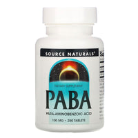Source Naturals, PABA 100 mg, 250 Tablets UPC 021078005087 | Hilife Vitamins