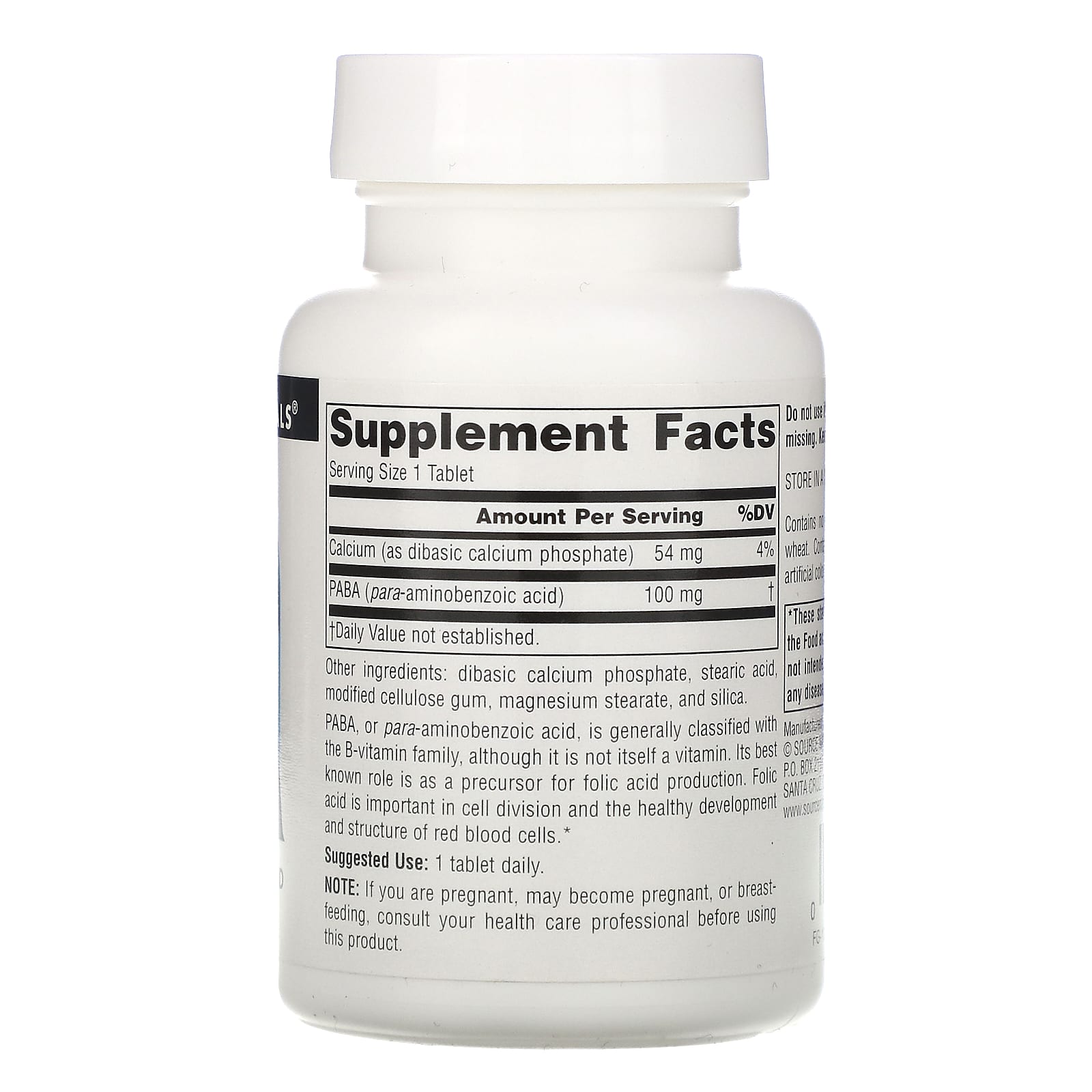 Source Naturals, PABA 100 mg, 250 Tablets UPC 021078005087 | Hilife Vitamins