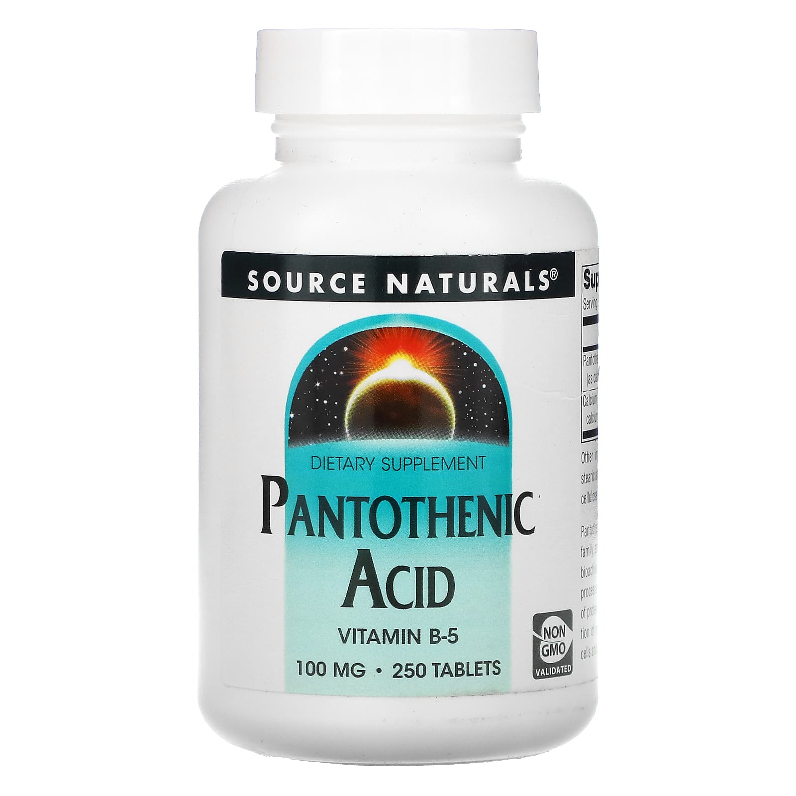 Source Naturals, Pantothenic Acid 100 mg, 250 Tablets UPC 021078005100 | Hilife Vitamins