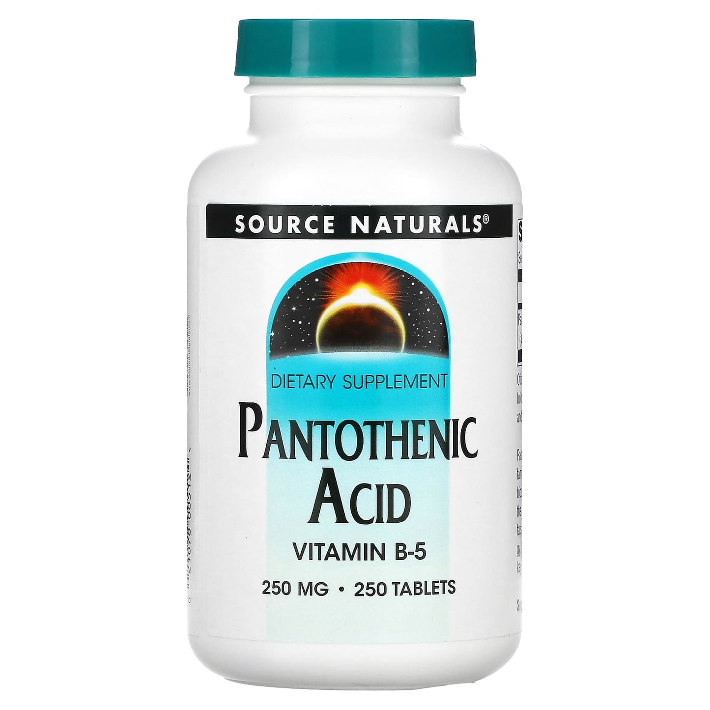 Source Naturals, Pantothenic Acid 250 mg, 250 Tablets UPC 021078005124 | Hilife Vitamins