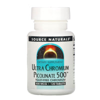 Source Naturals, Ultra Chromium Picolinate 500™ 500 mcg, 120 Tablets UPC 021078005162 | Hilife Vitamins