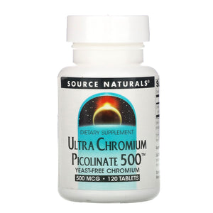 Source Naturals, Ultra Chromium Picolinate 500™ 500 mcg, 120 Tablets - 021078005162 | Hilife Vitamins