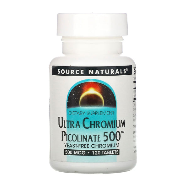 Source Naturals, Ultra Chromium Picolinate 500™ 500 mcg, 120 Tablets - 021078005162 | Hilife Vitamins