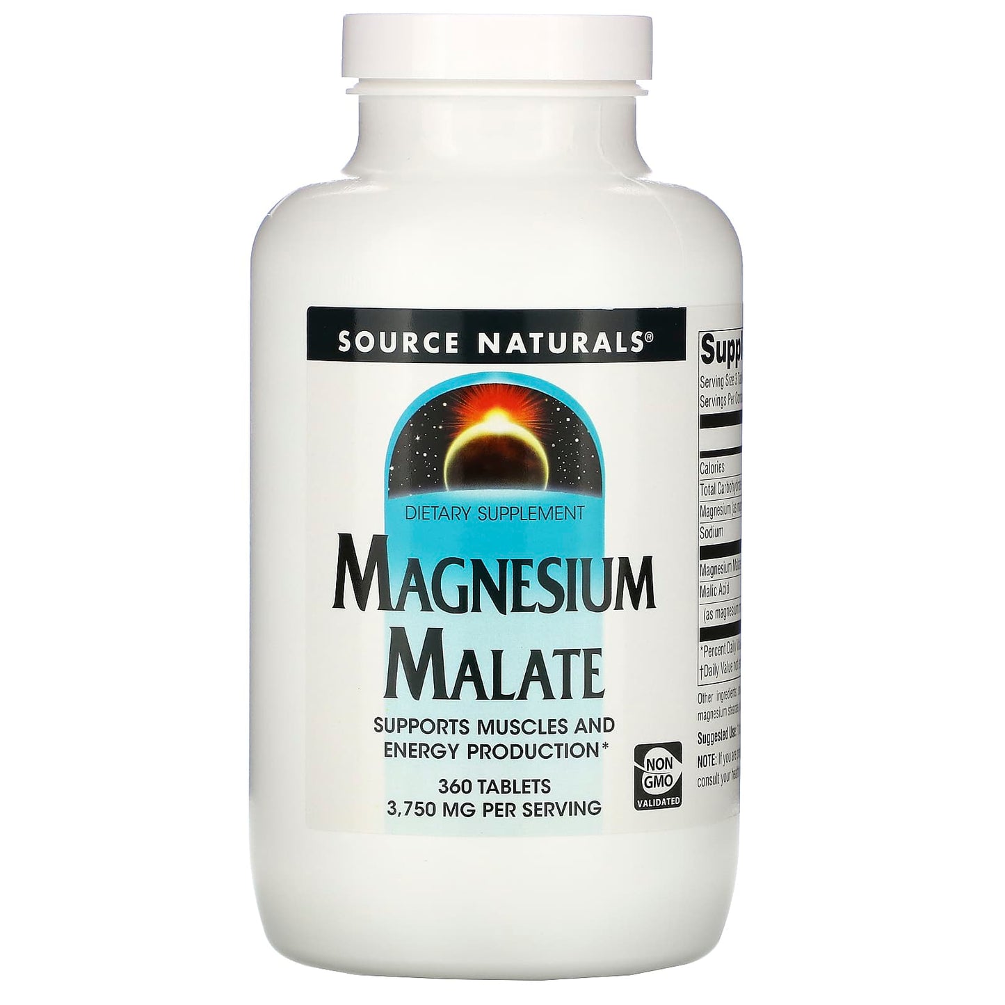 Source Naturals, Magnesium Malate, 3,750 mg, 360 Tablets UPC 021078005353 | HiLife Vitamins