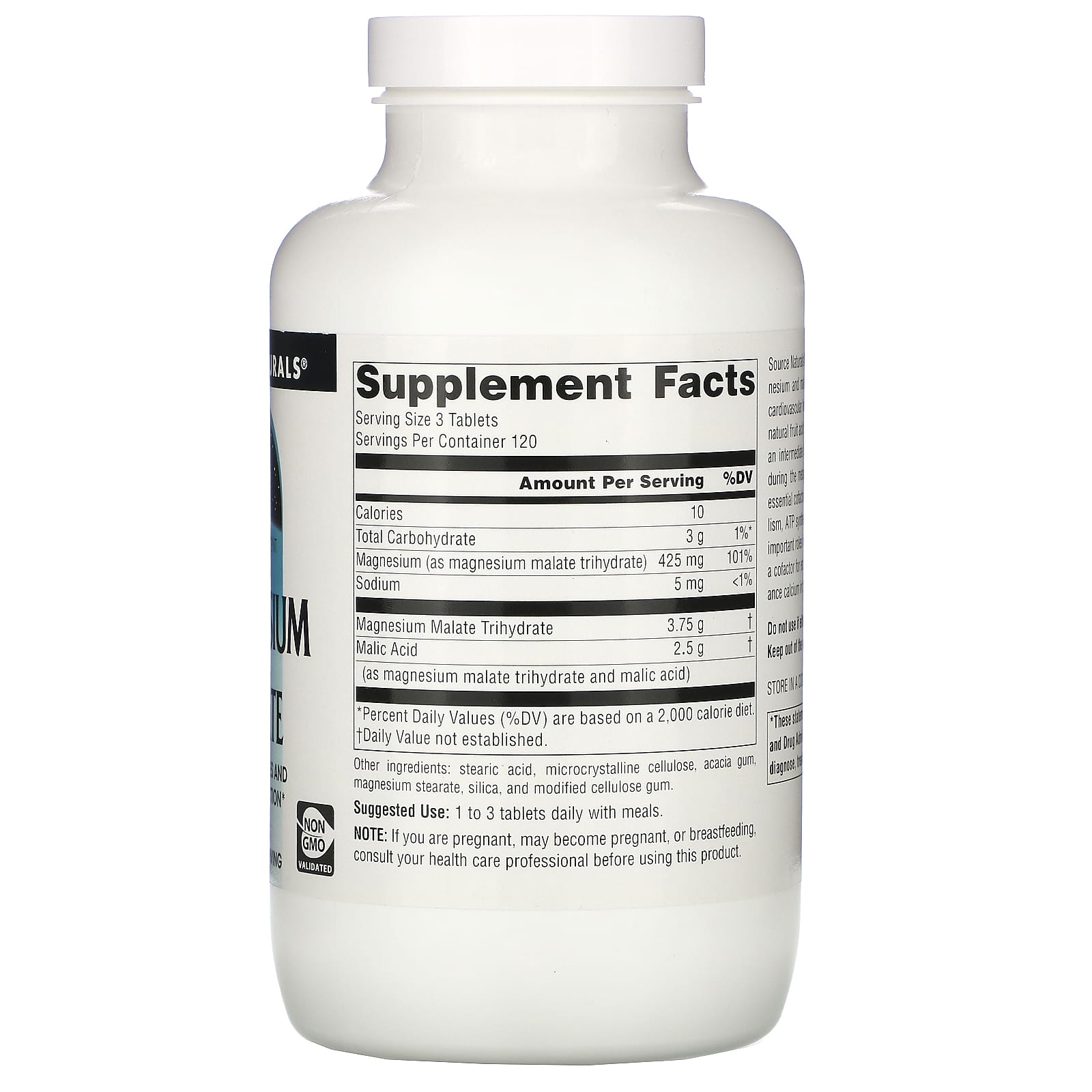 Source Naturals, Magnesium Malate, 3,750 mg, 360 Tablets UPC 021078005353 | HiLife Vitamins