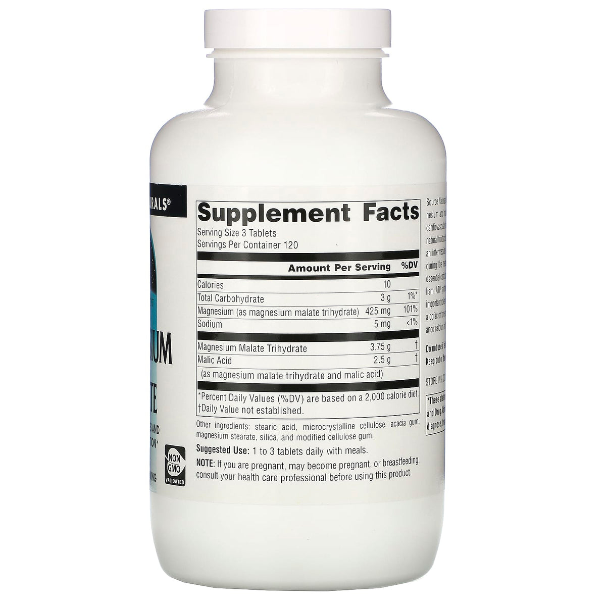 Source Naturals, Magnesium Malate, 3,750 mg, 360 Tablets UPC 021078005353 | Hilife Vitamins