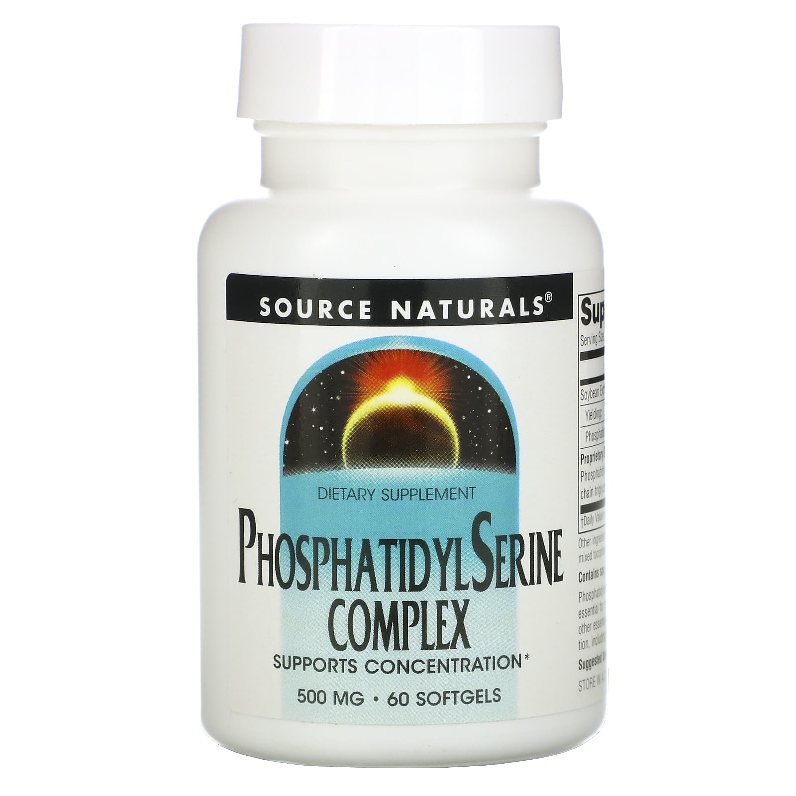 Source Naturals, Phosphatidyl Serine Complex Stabilized 500 mg, 60 Softgels UPC 021078005629 | Hilife Vitamins