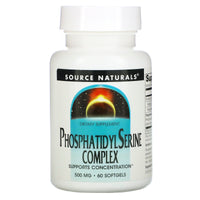 Source Naturals, Phosphatidyl Serine Complex Stabilized 500 mg, 60 Softgels UPC 021078005629 | Hilife Vitamins