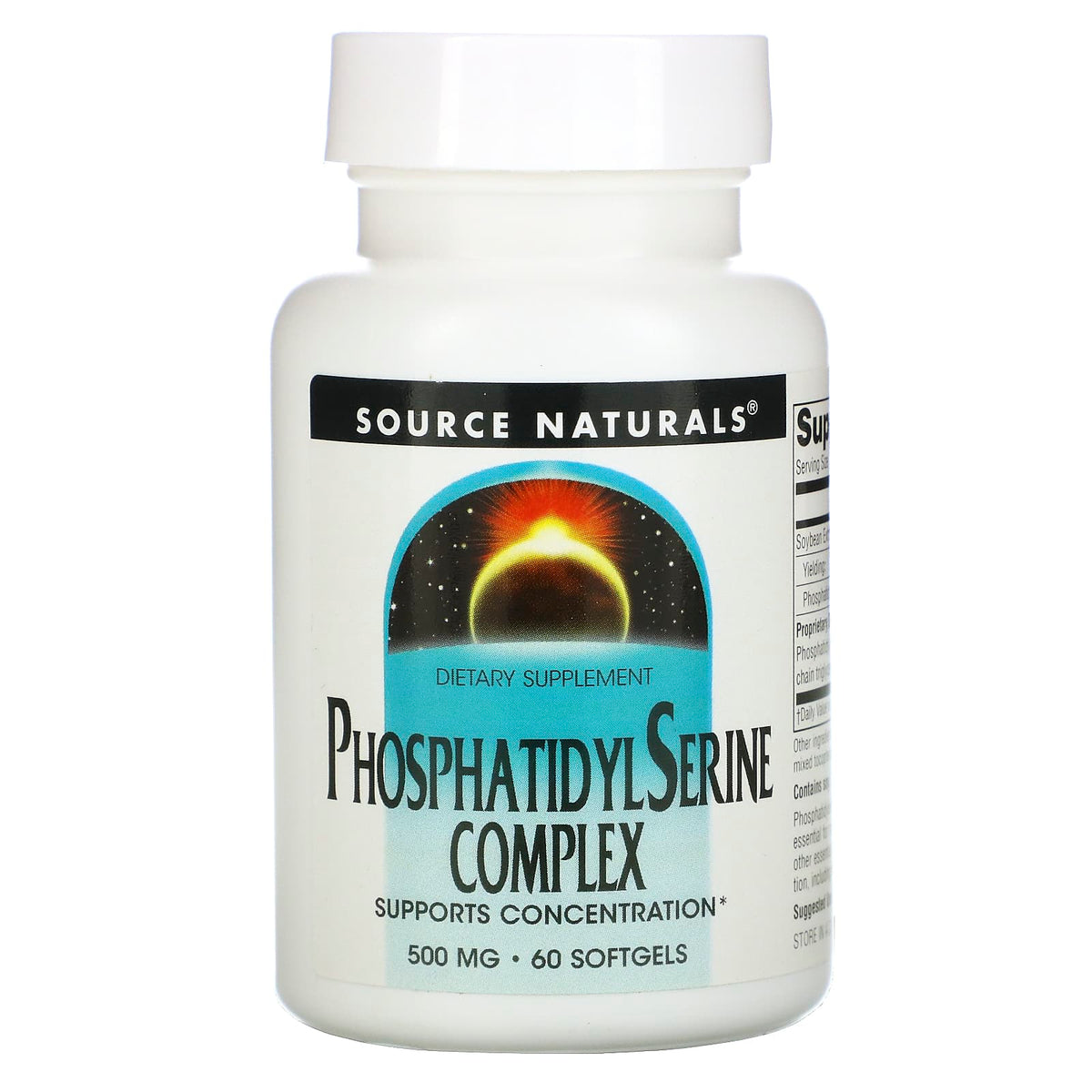 Source Naturals, Phosphatidyl Serine Complex Stabilized 500 mg, 60 Softgels UPC 021078005629 | Hilife Vitamins