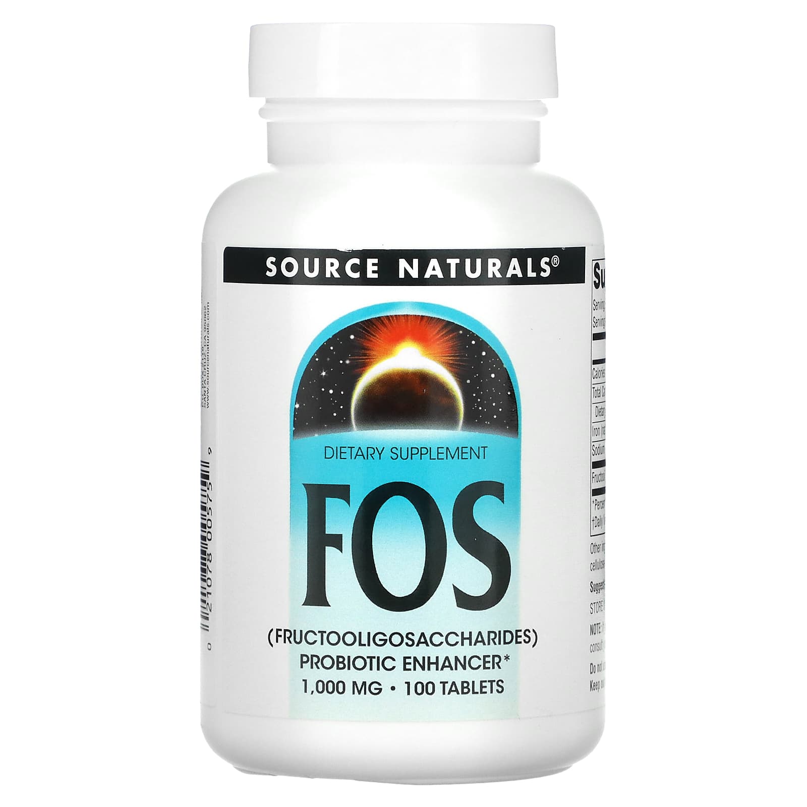 Source Naturals, FOS 1000 mg, 100 Tablets UPC 021078005759 | Hilife Vitamins