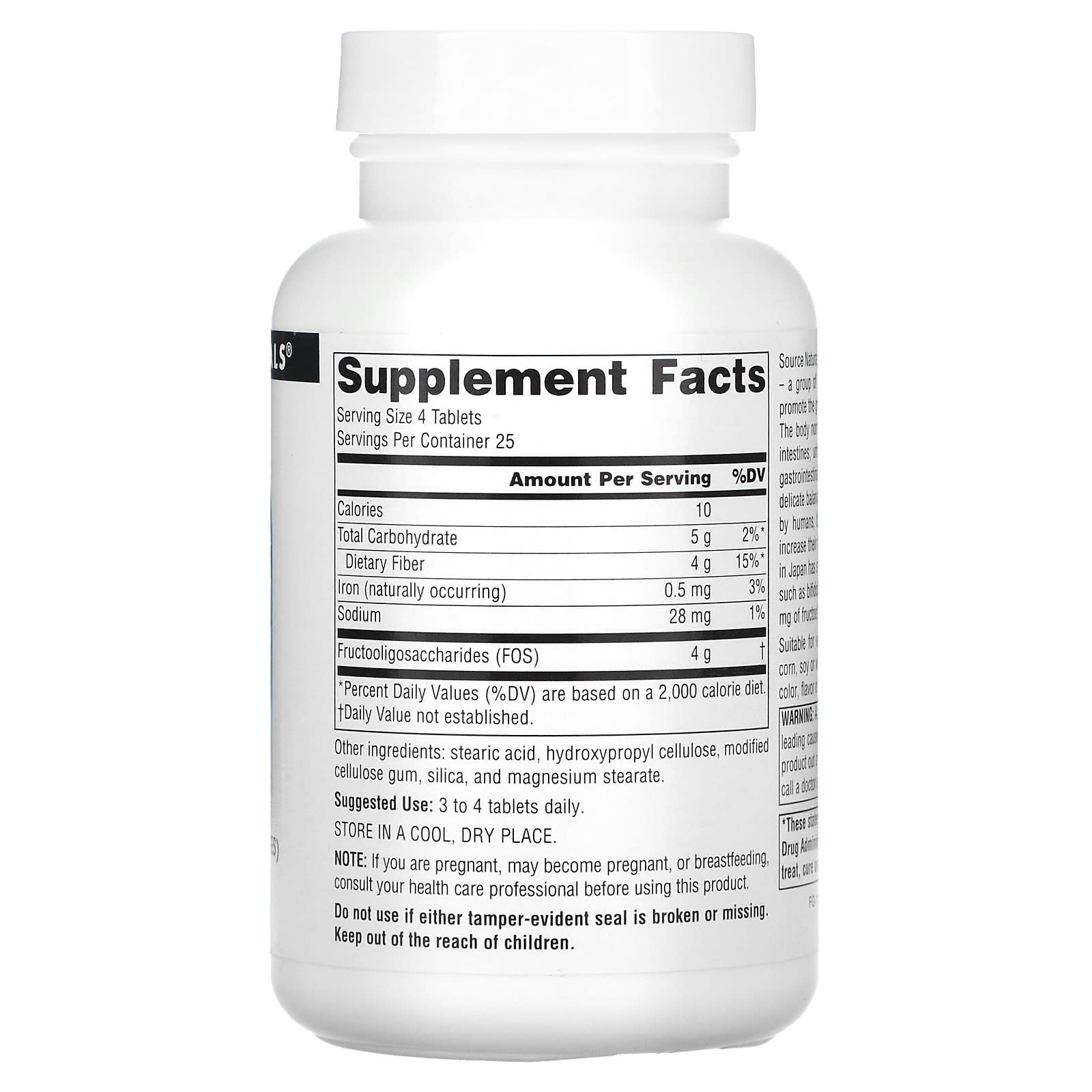 Source Naturals, FOS 1000 mg, 100 Tablets UPC 021078005759 | Hilife Vitamins