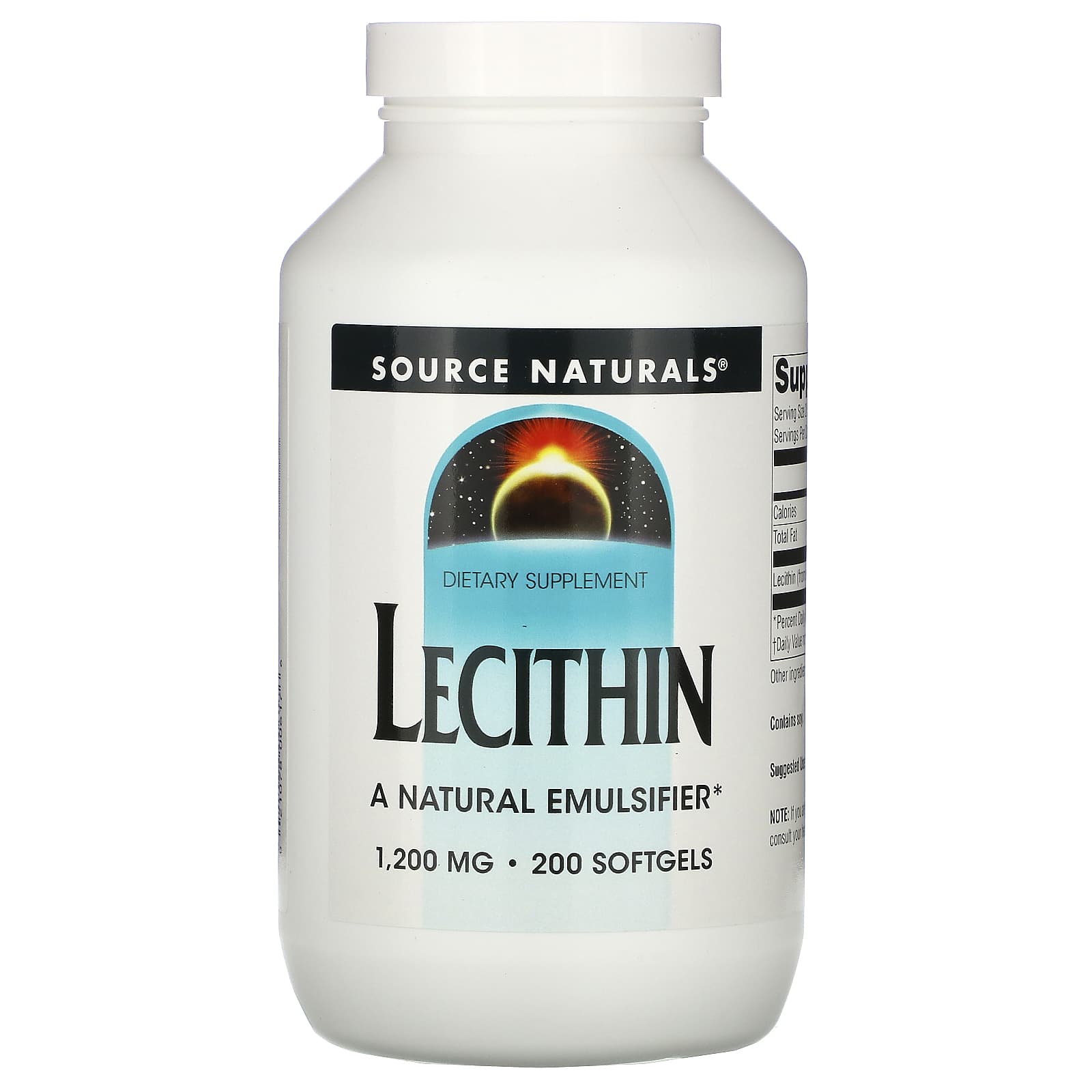 Source Naturals, Lecithin 1200 mg, 200 Softgels - 021078006176 | Hilife Vitamins