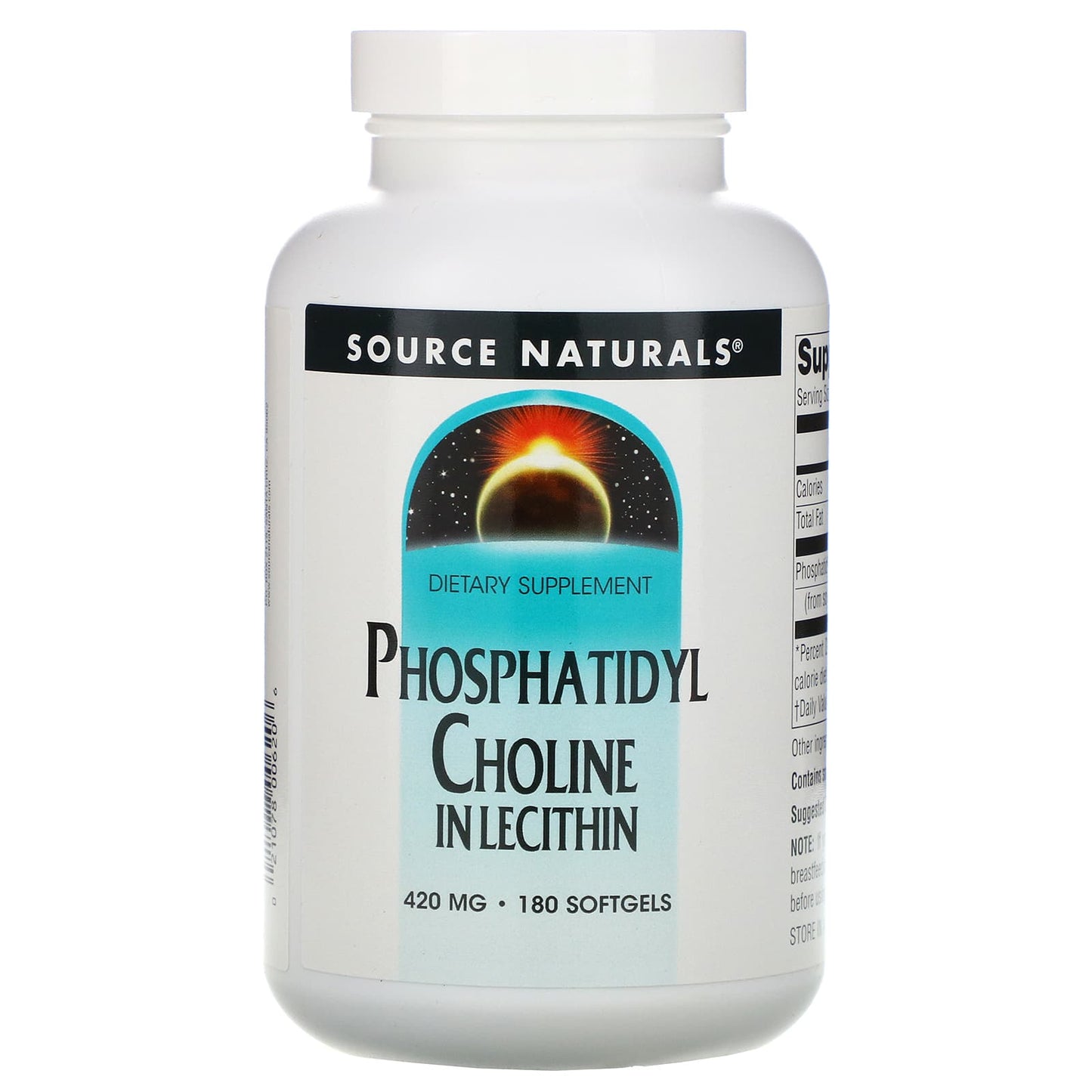 Source Naturals, Phosphatidyl Choline 420 mg, 180 Softgels UPC 021078006206 | Hilife Vitamins