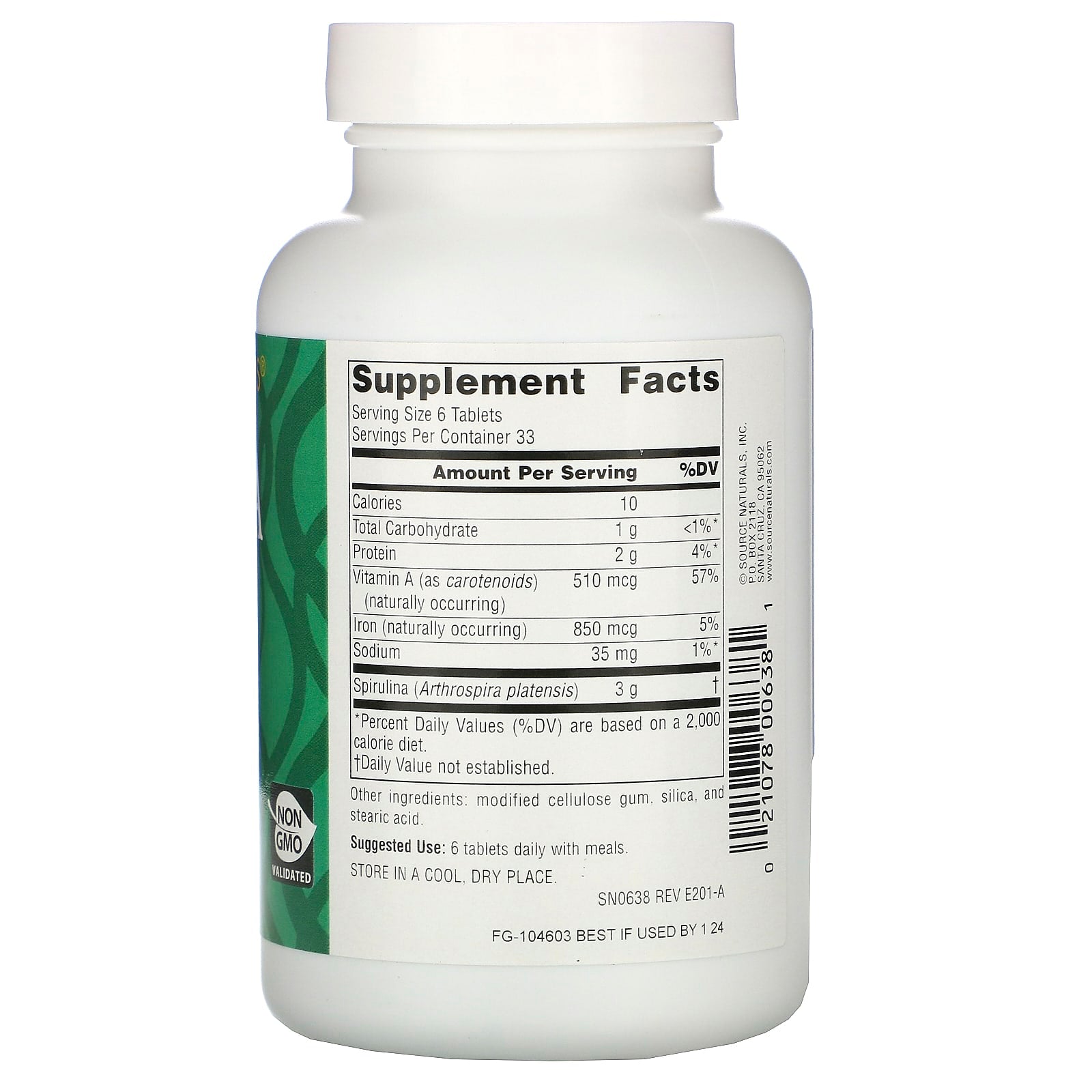 Source Naturals, Spirulina 500 mg, 200 Tablets - [product_sku] | HiLife Vitamins