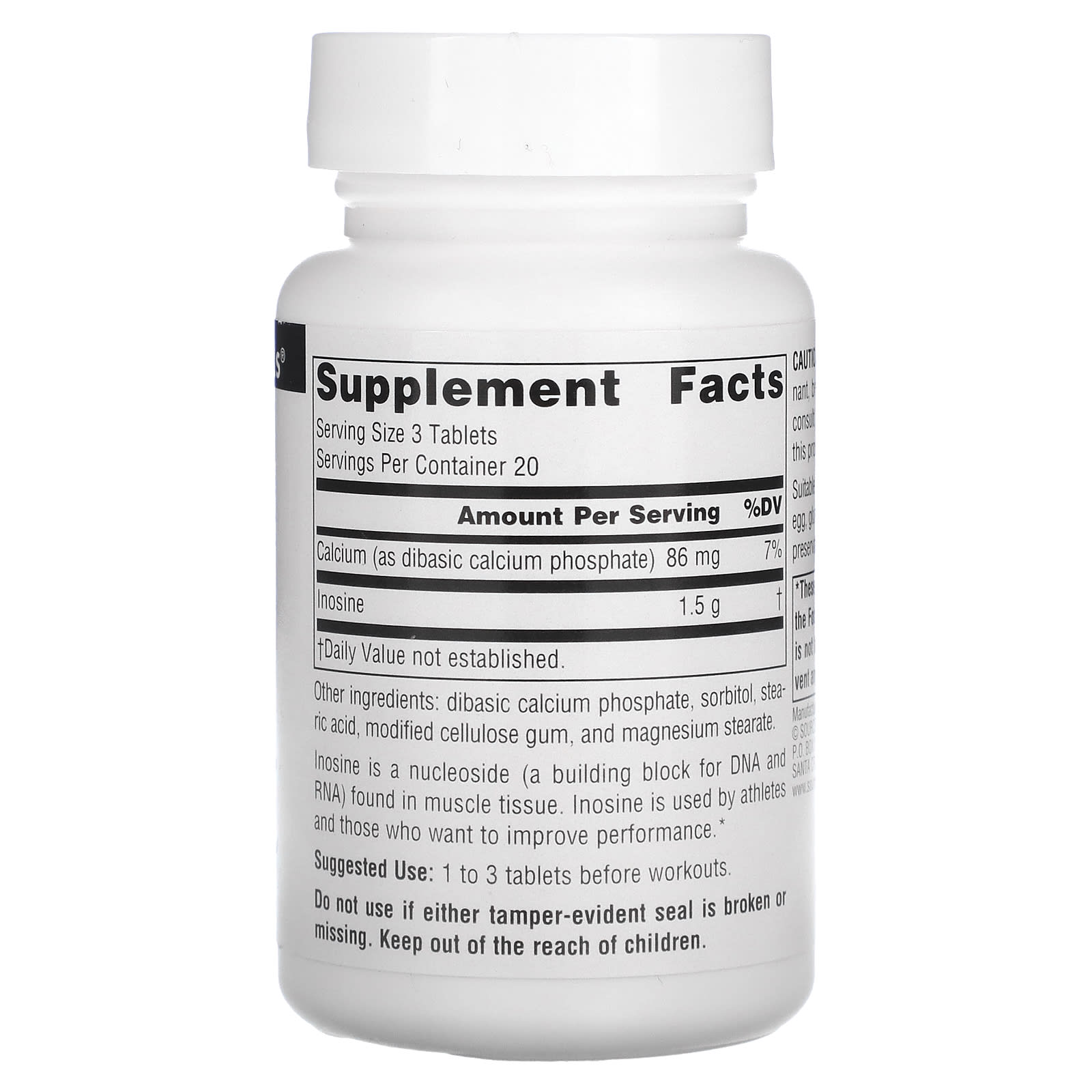 Source Naturals, Inosine 500 mg, 60 Tablets UPC 021078006527 | Hilife Vitamins