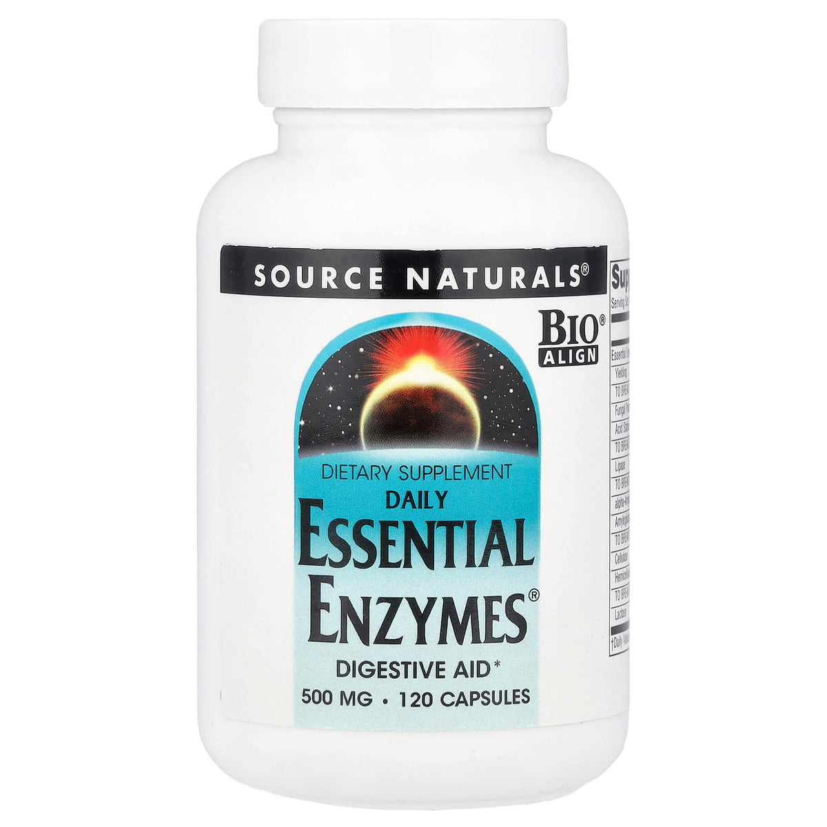 Source Naturals, Essential Enzymes 500 mg, 120 Capsules UPC 021078006602 | Hilife Vitamins