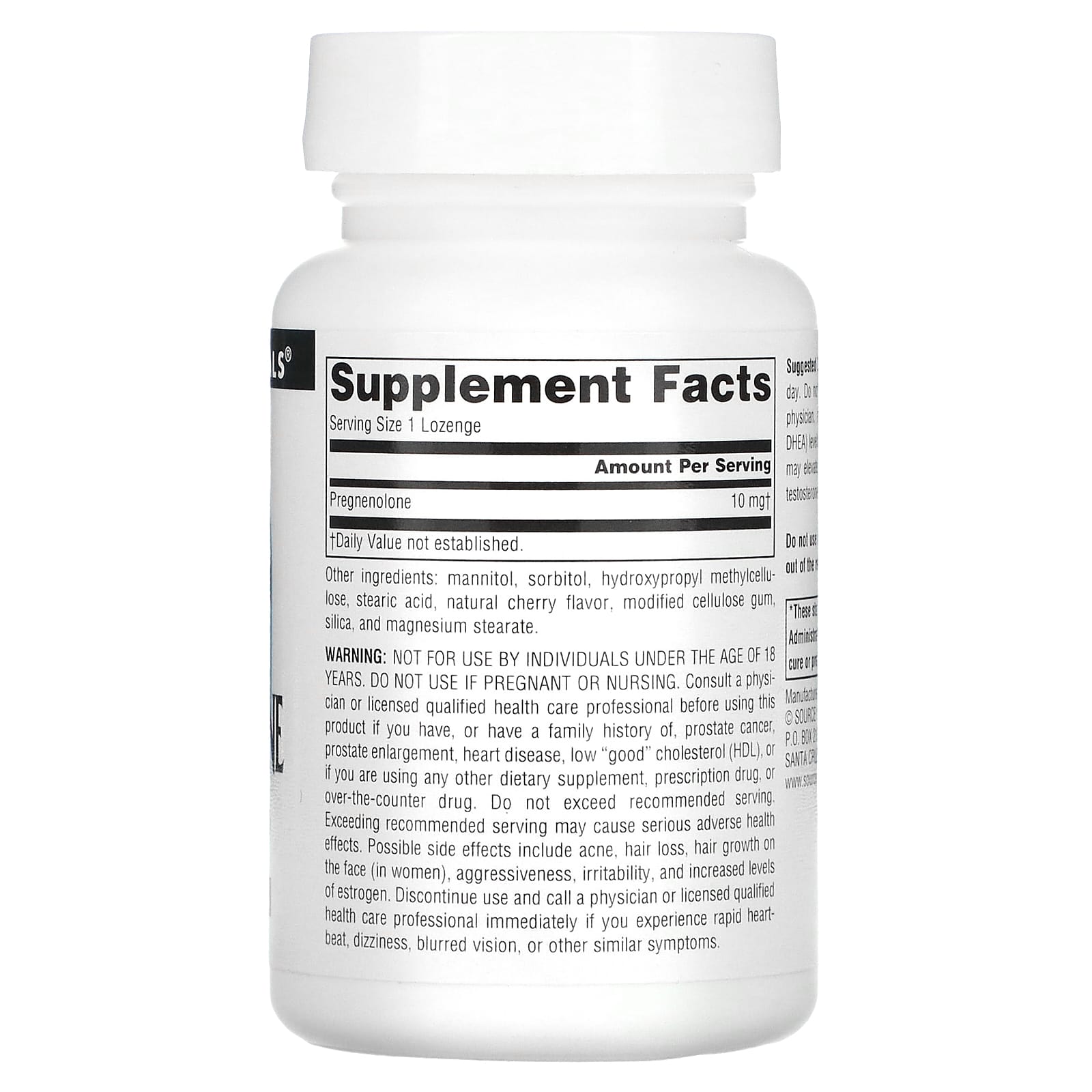 Source Naturals, Pregnenolone 10 mg Cherry, 120 Tablets UPC 021078006725 | Hilife Vitamins