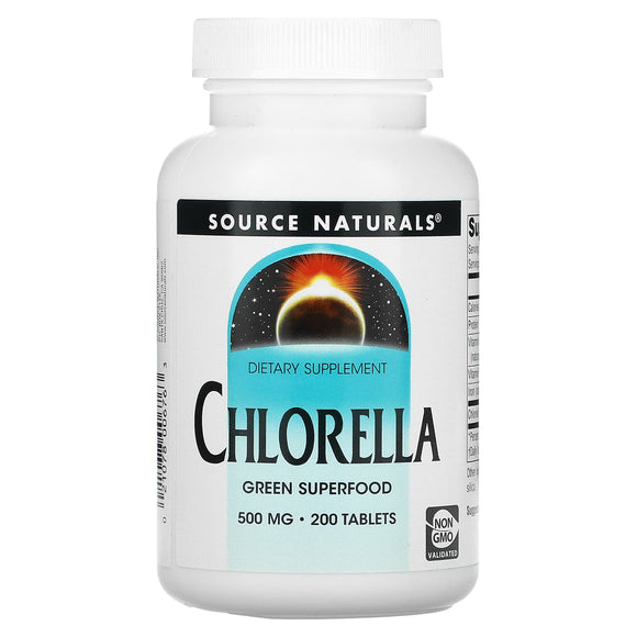Source Naturals, Chlorella, Broken Cell Wall 500 mg, 200 Tablets - 021078006763 | Hilife Vitamins