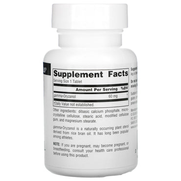 Source Naturals, Gamma Oryzanol 60 mg, 100 Tablets UPC 021078006848 | Hilife Vitamins