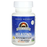 Source Naturals, Sleep Science Melatonin 1 mg Orange, 100 Lozenges UPC 021078007067 | Hilife Vitamins