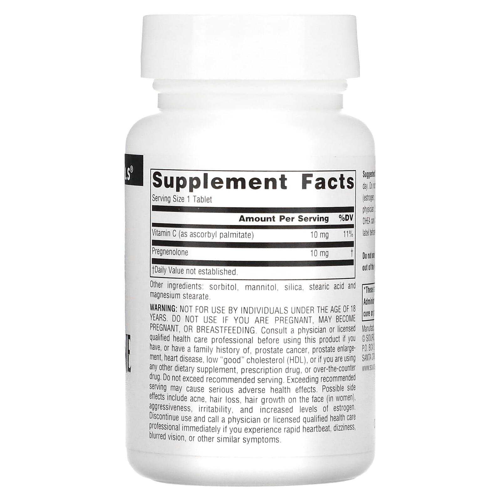 Source Naturals, Pregnenolone 10 mg, 120 Tablets UPC 021078007173 | Hilife Vitamins
