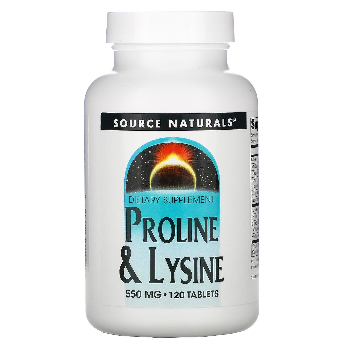 Source Naturals, Proline & Lysine 550 mg, 120 Tablets UPC 021078007586 | Hilife Vitamins