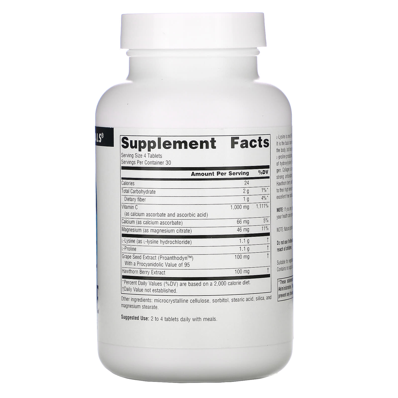 Source Naturals, Proline & Lysine 550 mg, 120 Tablets UPC 021078007586 | Hilife Vitamins
