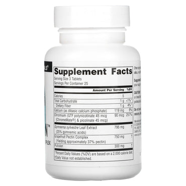 Source Naturals, Sugar Ban™ 265 mg, 75 Tablets UPC 021078007890 | Hilife Vitamins