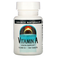 Source Naturals, Vitamin A 10000 IU, 100 Tablets UPC 021078008286 | Hilife Vitamins