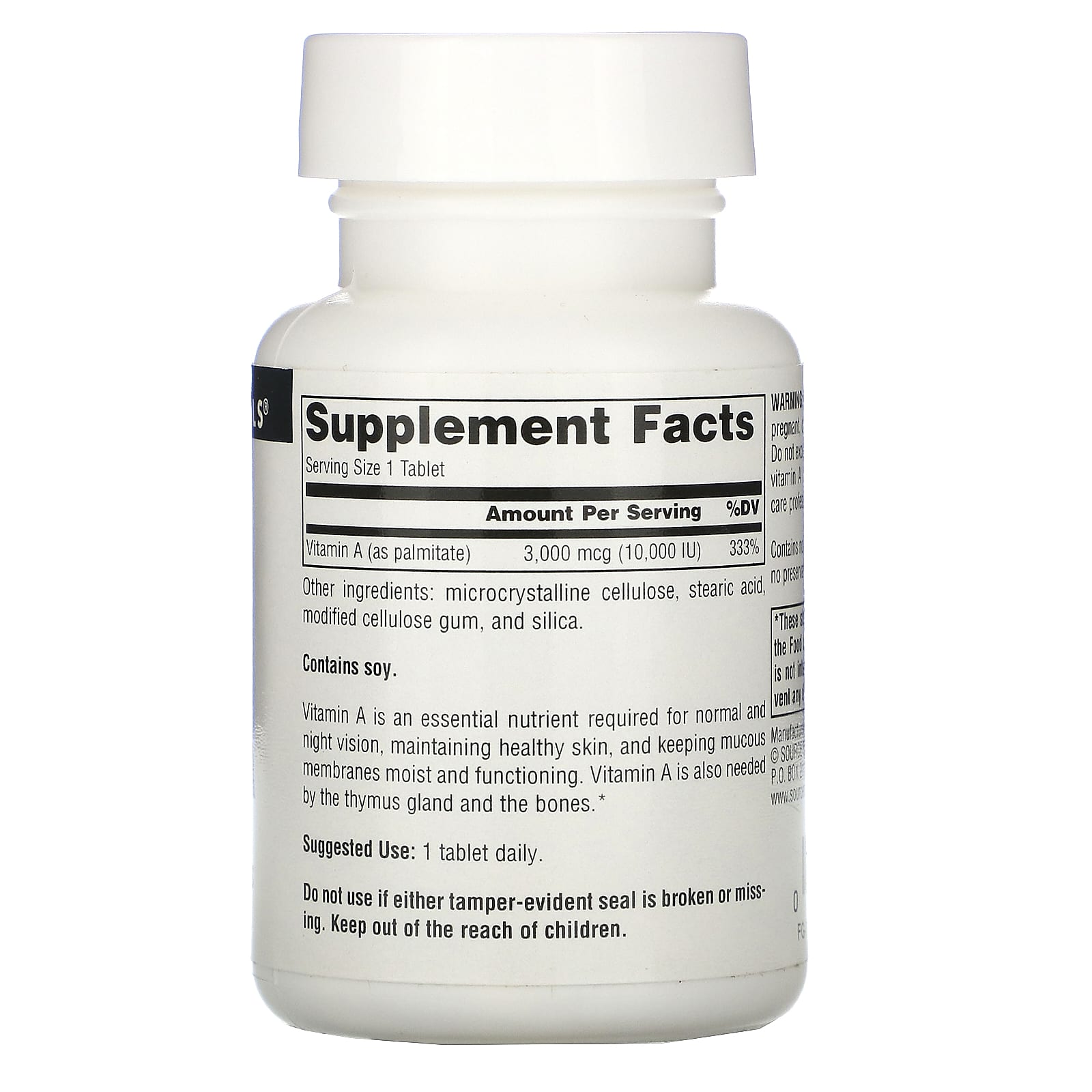 Source Naturals, Vitamin A 10000 IU, 100 Tablets UPC 021078008286 | Hilife Vitamins
