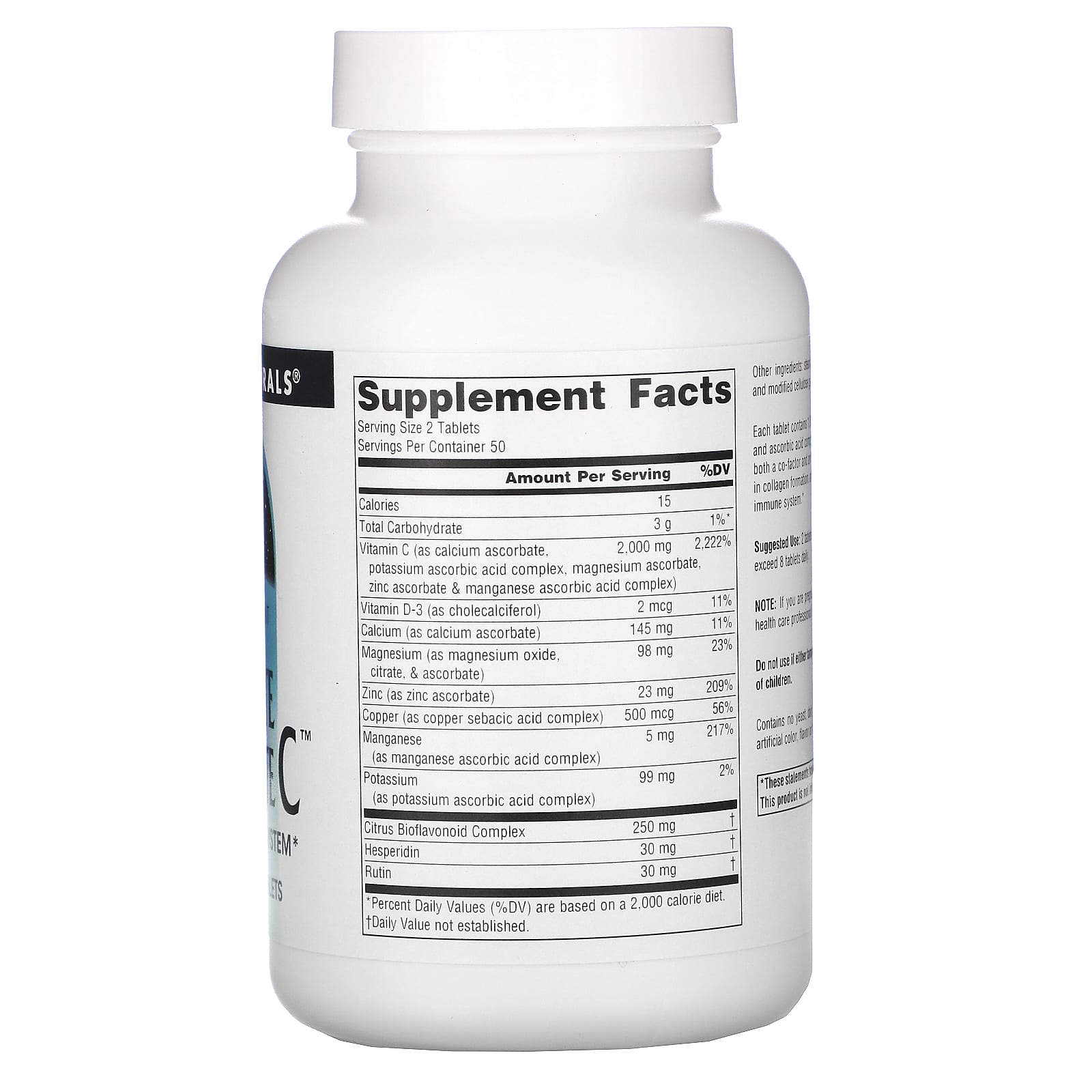 Source Naturals, Ultimate Ascorbate C™ 1000 mg, 100 Tablets UPC 021078008323 | Hilife Vitamins