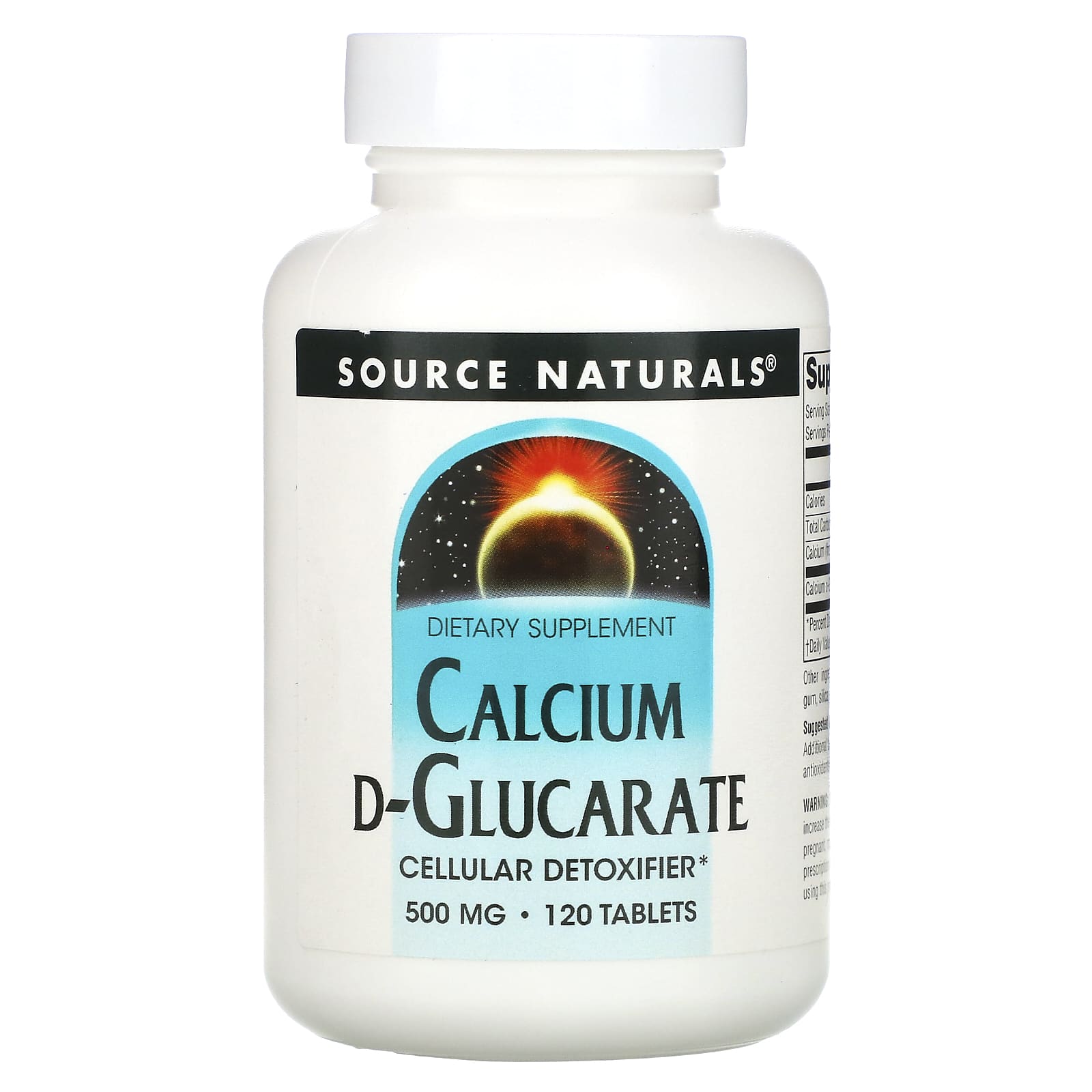 Source Naturals, Calcium D-Glucarate 500 mg, 120 Tablets UPC 021078008712 | HiLife Vitamins
