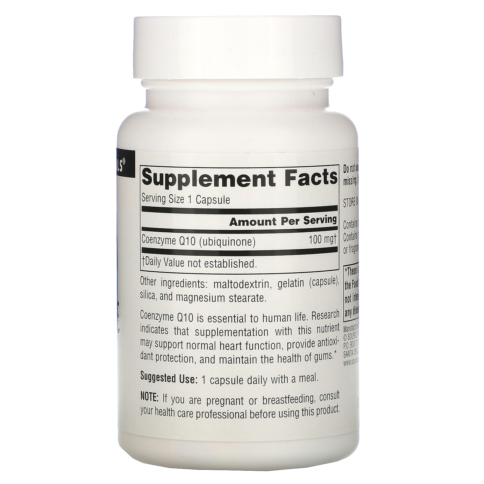 Source Naturals, Coenzyme Q10 100 mg, 60 Capsules UPC 021078008750 | Hilife Vitamins
